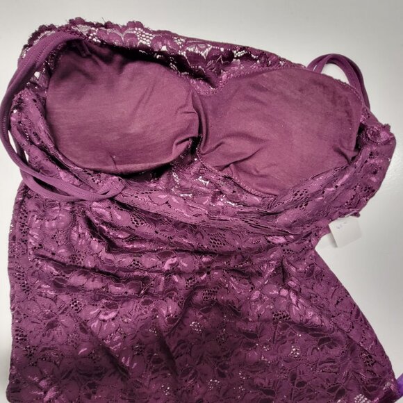 Purple Tank Top Lace Camisole SIZE M - Stretchy Top -  NEW - Picture 6 of 7